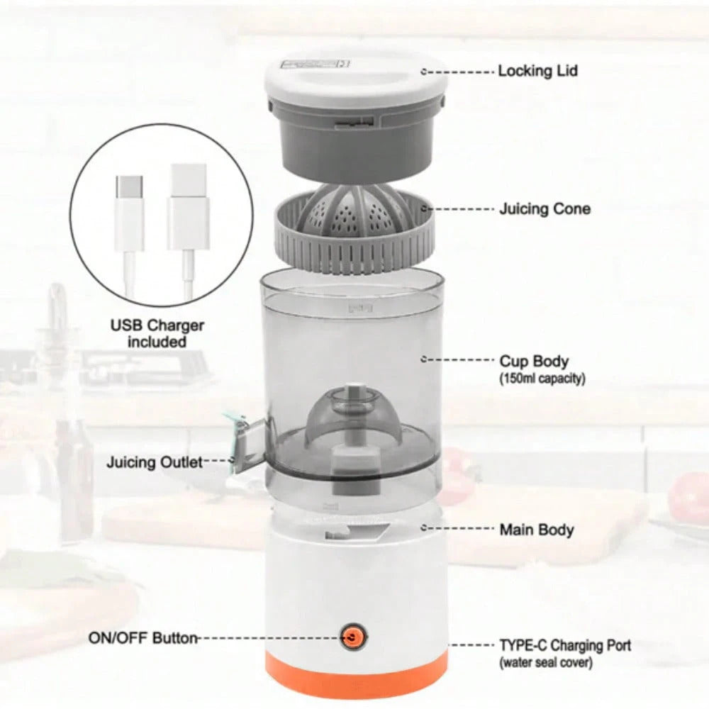 Portable USB Citrus Juicer – Perfect for Fresh Juice Anywhere 7.4v - 1600MHA