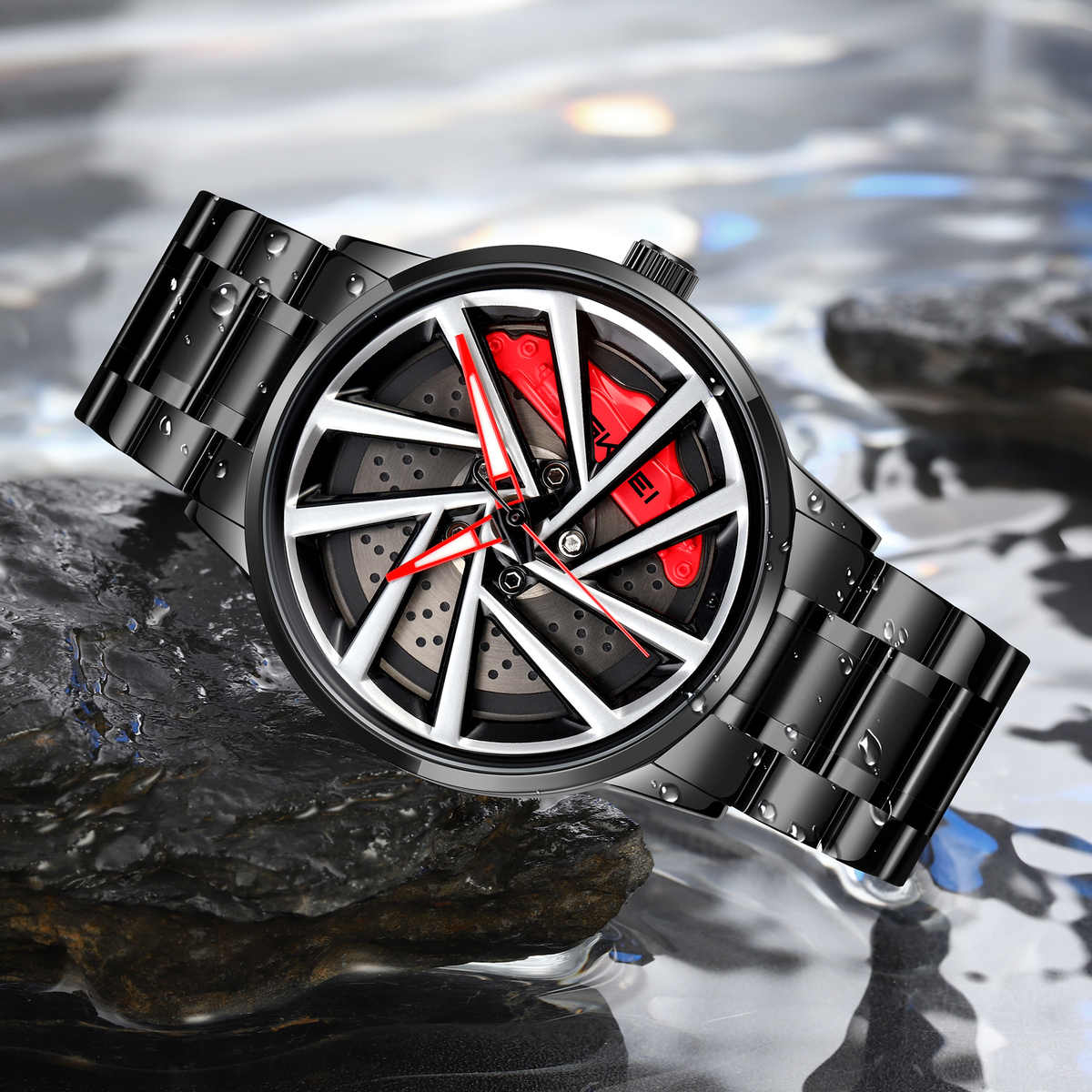 Car Rim Wheel Watch Water Proof 360° Rotation